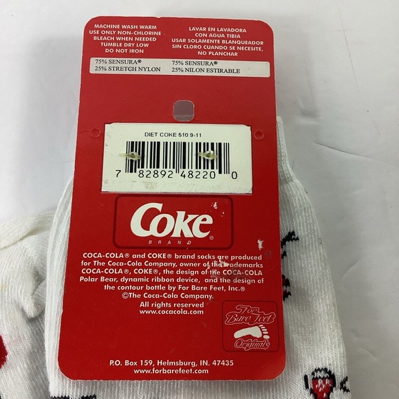 Vintage Made In USA Diet Coke Socks size 9-11 NOS Crew Socks - Picture 3 of 6